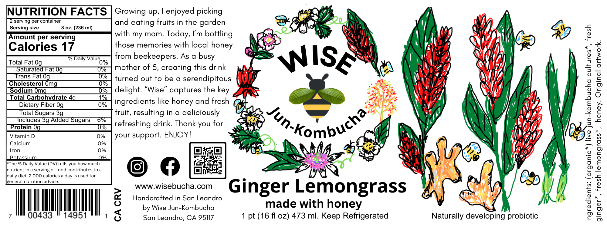 * Ginger Lemongrass Jun Kombucha