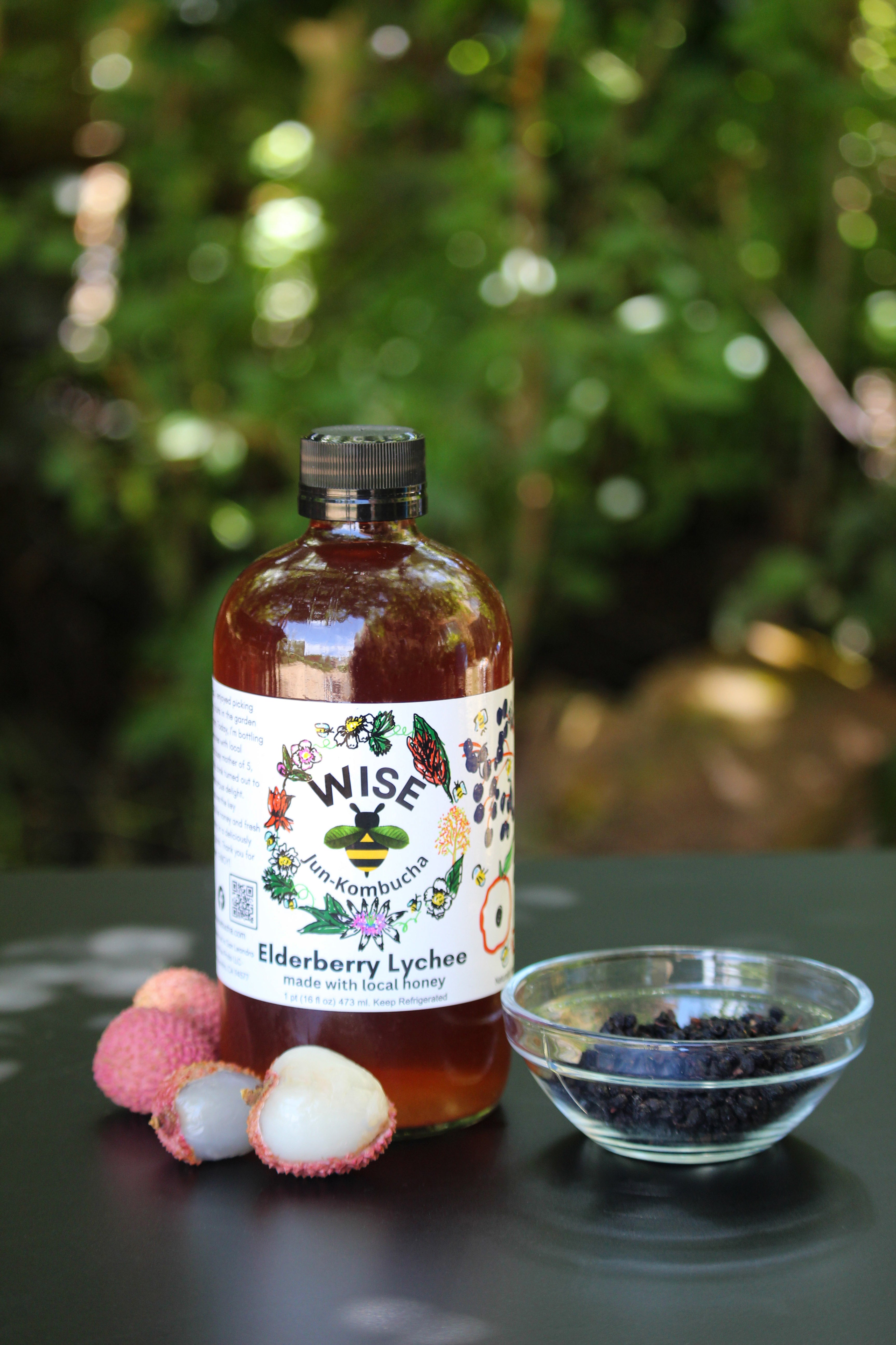 * Elderberry Lychee Jun Kombucha